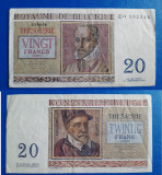 Bancnotă _ Belgia _ 20 franci ( francs ) _ 1956