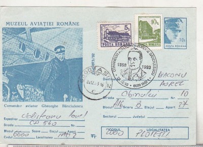 bnk cp Muzeul aviatiei romane - Comandor aviator Gh Banciulescu - circulata - marca fixa - stampila ocazionala Iasi 1993 foto