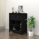 vidaXL Servantă, negru, 70x35x80 cm, lemn masiv de pin