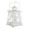 Felinar Metalic, Model Decorativ Suspendabil, Culoare Alb Auriu Brushed, Dimensiuni 12.5x12.5x21 cm, Oem