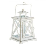 Felinar Metalic, Model Decorativ Suspendabil, Culoare Alb Auriu Brushed, Dimensiuni 12.5x12.5x21 cm, Oem