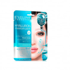 Masca de fata servetel, Eveline Cosmetics, Hyaluron Ultra-Moisturising, 8in1, 1 bucata
