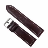 Cumpara ieftin Curea Ceas Piele Naturala Maro Inchis, Cusatura Alba, 18mm 20mm 22mm 24mm, Time Veranda