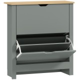 HOMCOM Dulap pentru pantofi cu 2 compartimente rabatabile, separator reglabil pentru 8-12 perechi de pantofi, 72 x 26 x 80 cm, gri deschis | Aosom Rom
