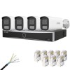 Kit supraveghere IP Hikvision 4 camere IP 4MP Lentila 4mm IR 50m Lumina Alba 50m Microfon, NVR 4 Canale PoE 12MP, Cablu CAT6 FTP Si Mufe SafetyGuard S