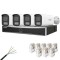 Kit supraveghere IP Hikvision 4 camere IP 4MP Lentila 4mm IR 50m Lumina Alba 50m Microfon, NVR 4 Canale PoE 12MP, Cablu CAT6 FTP Si Mufe SafetyGuard S