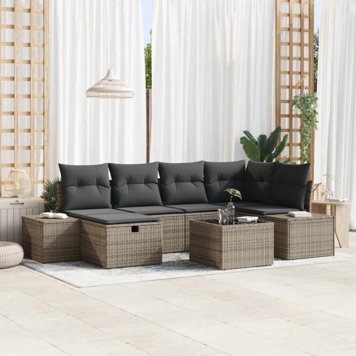 vidaXL Set de canapele pentru grădină 7 pcs Gri 55 x 62 x 69 cm 3360720