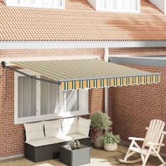 vidaXL Copertină Dungi Verde și galben 3 x 2,5 m Poliester și metal