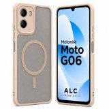 Husa pentru Motorola G06, Matte MagSafe, Protectie 360, Anti-Soc, Protectie Camera, Bej Nude