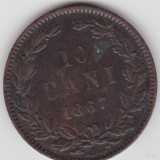 Romania 10 BANI 1867, Cupru (arama)