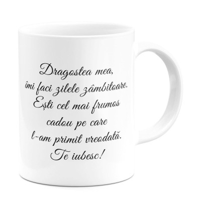 Cana alba personalizata &amp;rdquo;Dragostea mea&amp;rdquo;, INOVATIX&amp;reg;. 330ml foto