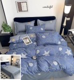 Lenjerie Pat Madona Sf100, Bumbac, 4 Piese, Fara Elastic, Albastru