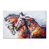 Tablou cai living pictat manual, Principesa si Amadeus, 120x80cm ulei pe panza in cutit efect 3D, gata de expus pe perete