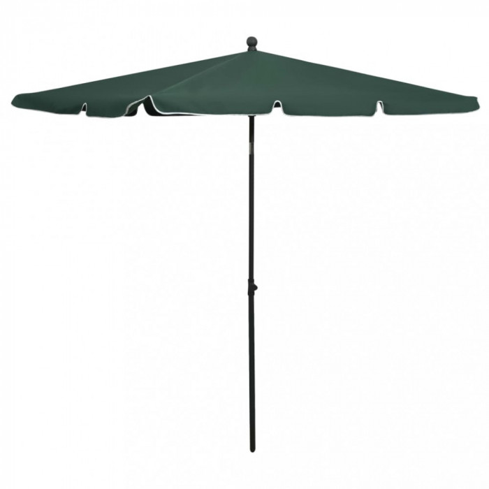 Umbrelă de grădină cu st&acirc;lp, verde, 210x140 cm