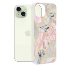 Husa pentru Apple iPhone 15 Plus, Techsuit, Marble, Roz foto