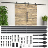 VidaXL Set piese pentru uși glisante, negru, 2 x 183 cm, oțel 275606