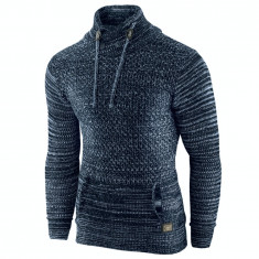 Pulover pentru barbati, bleumarin, guler inalt, flex fit, casual - Alaska Snowboarder foto