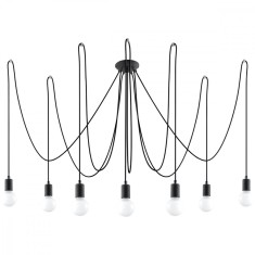Candelabru Edison Negru Din Țesătură/Otel Cu 7 Becuri Neregulate Pentru Mansardă De Interior