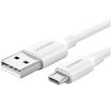 CABLU alimentare si date Ugreen, &quot;US289&quot;, Fast Charging Data Cable pt. smartphone, USB la Micro-USB, nickel plating, PVC, 2m, alb &quot;60143&quot; (timbru verd
