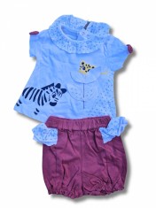 Compleu bluzita cu maneca scurta si pantalon scurt Zebra bumbac 6-18 luni foto