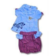 Compleu bluzita cu maneca scurta si pantalon scurt Zebra bumbac 6-18 luni