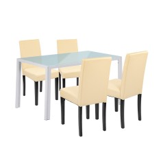 Leziter Set de masa Mira 4 1 alb-bej Mobalis Homvera