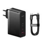Baseus - Wall Charger GaN5 Pro (CCGP100201) - Type-C Cable Included, Fast Charge, 2xType-C, USB, 140W, 240W, 1m - Black