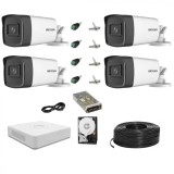 Kit 4 camere supraveghere supraveghere 2MP FULL HD IR 40m cu accesorii, HIKVISION