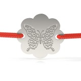 Bratara Argint 925 Femei, Model Fluture I Love Butterfly, Snur Rosu, 14mm, Atcom, Cadou Valentine&#039;s Day/Martisor