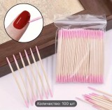 Bețe subțiri din lemn cu vată, 100 buc