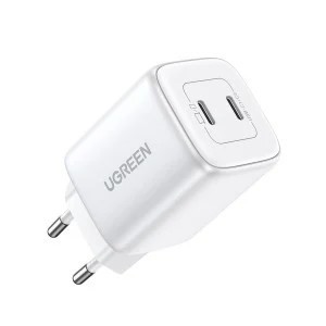 INCARCATOR retea Ugreen, Nexode &amp;quot;CD294&amp;quot; Quick Charge 45W GaN, 2 x USB Type-C, alb &amp;quot;15327&amp;quot; (timbru verde 0.18 lei) - 6941876213276