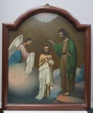 Icoana Botezul Domnului si Maica Domnului cu Pruncul, Metal, 51x43.5cm, Ulei, Certificat Autenticitate