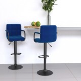 VidaXL Scaune de bar, 2 buc., albastru, material textil