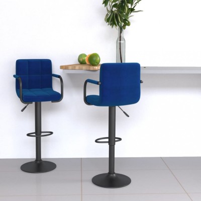 vidaXL Scaune de bar, 2 buc., albastru, material textil foto