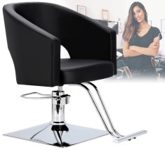Scaun de coafat Greta hidraulic rotativ pentru salonul de coafură Suport cromat scaun de coafor