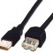 Cablu date si incarcare Assmann USB F (mama) - USB M (tata) prelungitor, 3 metri, negru