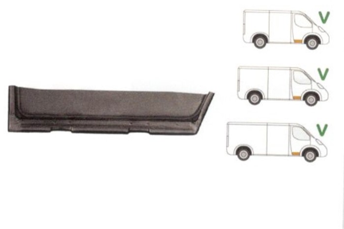Panou reparatie usa Mercedes 207-410 Din 1977-1995 Partea Dreapta, Fata, inaltime 117 mm , jgheab inferior