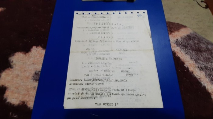 program Otelul Dr. P. Groza - Victoria Ineu