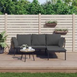 Gossi set mobilier de gradina cu perne gri inchis, 3 piese, poliratan