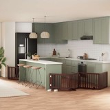 vidaXL Poartă c&acirc;ini pliabilă cu ușă 8 panouri maro 640 cm, lemn plop 3155690