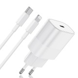 Incarcator Fast Charge 20W si Cablu de Date Fast Charge 1M Type-C-Lightning, Compatibil cu iPhone 14 / 14 Pro