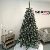 Brad artificial Christmas Deluxe by Sersimo, Crystal nins cu merisoare, 2D, 220cm
