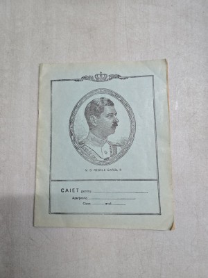 Caiet interbelic M.S. Regele Carol II foto