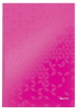 Caiet de birou Leitz WOW A4 coperta dura 80 file matematica roz metalizat