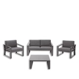 Cumpara ieftin Set Gradina Cafea 4 Persoane NATERIAL Lyra Gri, Canapea 2 Locuri, Fotolii, Masuta Sticla, Otel, Perne Incluse