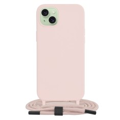 Husa cu snur iPhone 15 Plus Techsuit Crossbody Lanyard, roz