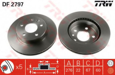 Disc frana MERCEDES VITO bus (638) (1996 - 2003) TRW DF2797 foto