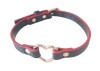 Choker Golden Heart Rosu/Negru Mokko Toys - Piele Ecologica, Inima Aurie, Ajustabil, Sexy, Garantie 5 Ani