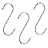 Cumpara ieftin Set 3 carlige inox forma S pentru afumare carne, macelarie, rezistente, sustinere grea, 16 cm, argintiu
