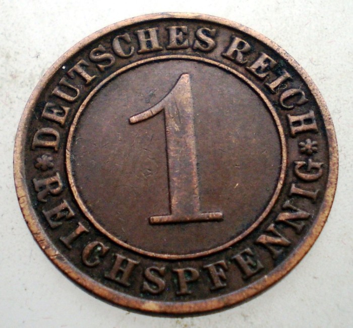 B.271 GERMANIA WEIMAR 1 REICHSPFENNIG 1935 J